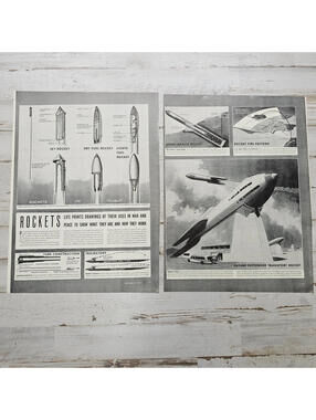WWII Rockets & Future Space Travel 2-Page Spread German V-Rockets 1940s